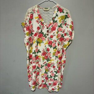 Bobbie Brooks Floral V-Neck Blouse with Lace Detail womens size 3X